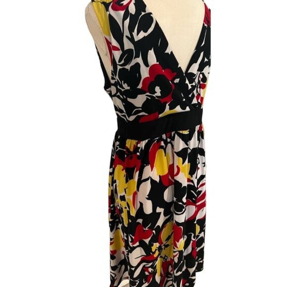 Madison Studio Bright Colorful Sleeveless‎ V-Neck Front Back MIDI Dress Size 14 - Picture 5 of 8
